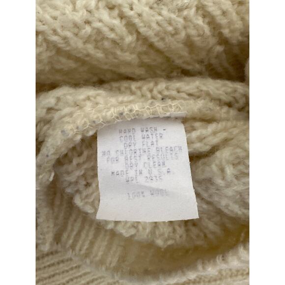 ALPS Fine Womens Apparel Cableknit Sweater 100% Wool Cream Ivory Neutral Vtg M - Picture 10 of 10